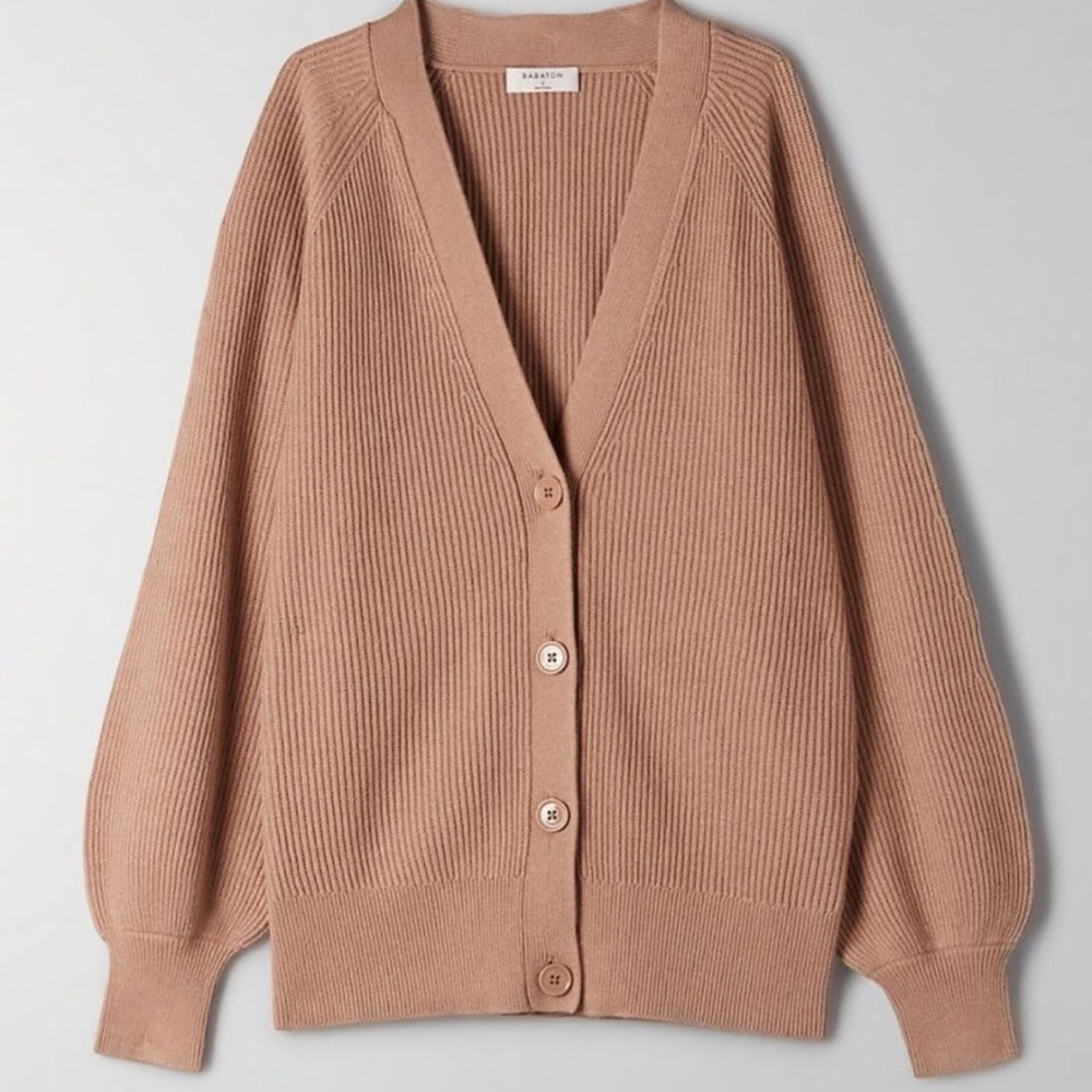 Aritzia Babaton Natural Tan Bespoke Cardigan